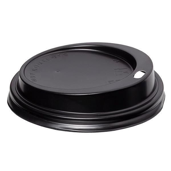 Black 90mm Hot Drink Plastic Lid for 14-16oz Cups