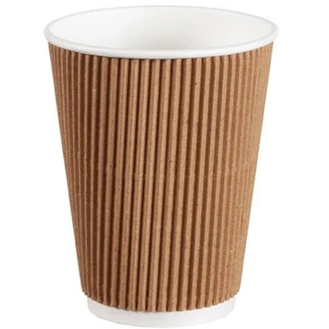 14oz Ripple Double-Wall Kraft Paper Cups 400ml 90mm
