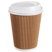 14oz Ripple Double-Wall Kraft Paper Cups 400ml 90mm