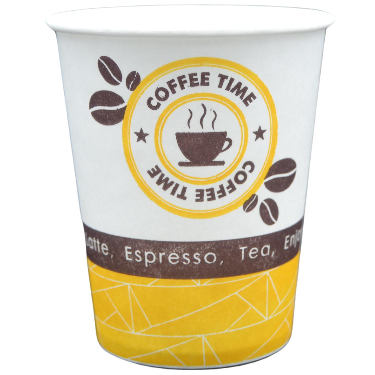 7oz Disposable Paper Coffee Cups 200ml Heat-Resistant Printed