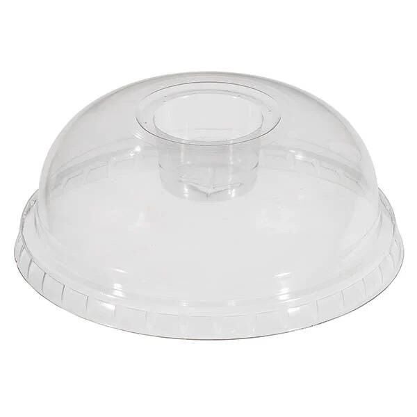 95mm Dome PET Lid with Straw Hole Clear Plastic Cover
