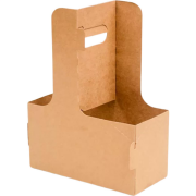 Kraft Cardboard Cup Carrier with Handle, Convertible 2-to-4, 300 Pack