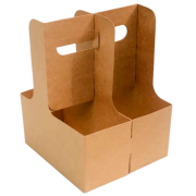Kraft Cardboard Cup Carrier with Handle, Convertible 2-to-4, 300 Pack