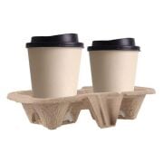 Recycled Kraft Cardboard 2-Cup Drink Carrier for 7–16 oz Cups