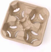 Gizpak 4-Cup Cardboard Cup Carrier Pack, Recycled, 260 Units