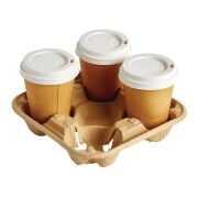 Gizpak 4-Cup Cardboard Cup Carrier Pack, Recycled, 260 Units