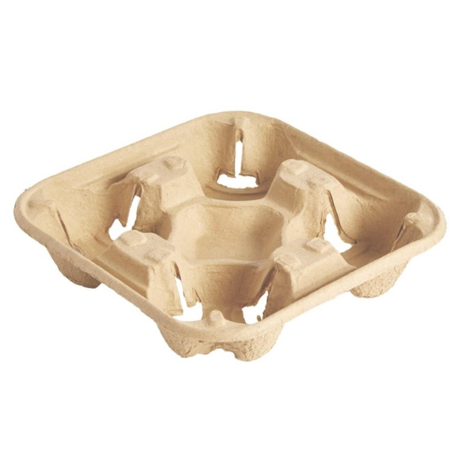 Gizpak 4-Cup Cardboard Cup Carrier Pack, Recycled, 260 Units