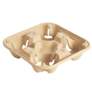 Gizpak 4-Cup Cardboard Cup Carrier Pack, Recycled, 260 Units