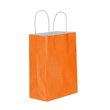 Orange Twisted-Handle Kraft Paper Bag Recyclable Single-Ply 25x31x12 cm