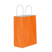 Orange Twisted-Handle Kraft Paper Bag Recyclable Single-Ply 25x31x12 cm