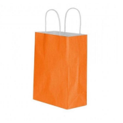 Orange Twisted-Handle Kraft Paper Bag Recyclable Single-Ply 25x31x12 cm