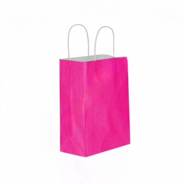 Vibrant Fuchsia Twisted Handle Paper Gift Bags - Eco-Friendly Kraft, 18x24x8cm