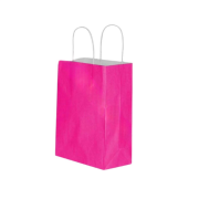 Vibrant Fuchsia Twisted Handle Paper Gift Bags - Eco-Friendly Kraft, 18x24x8cm