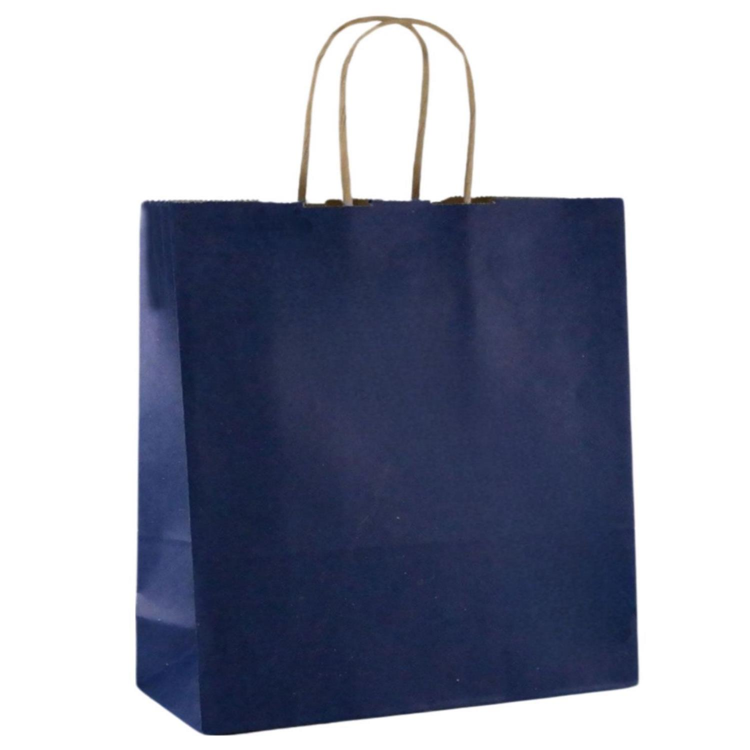Navy Blue Kraft Paper Bag with Twisted Handles 32x33x20 cm