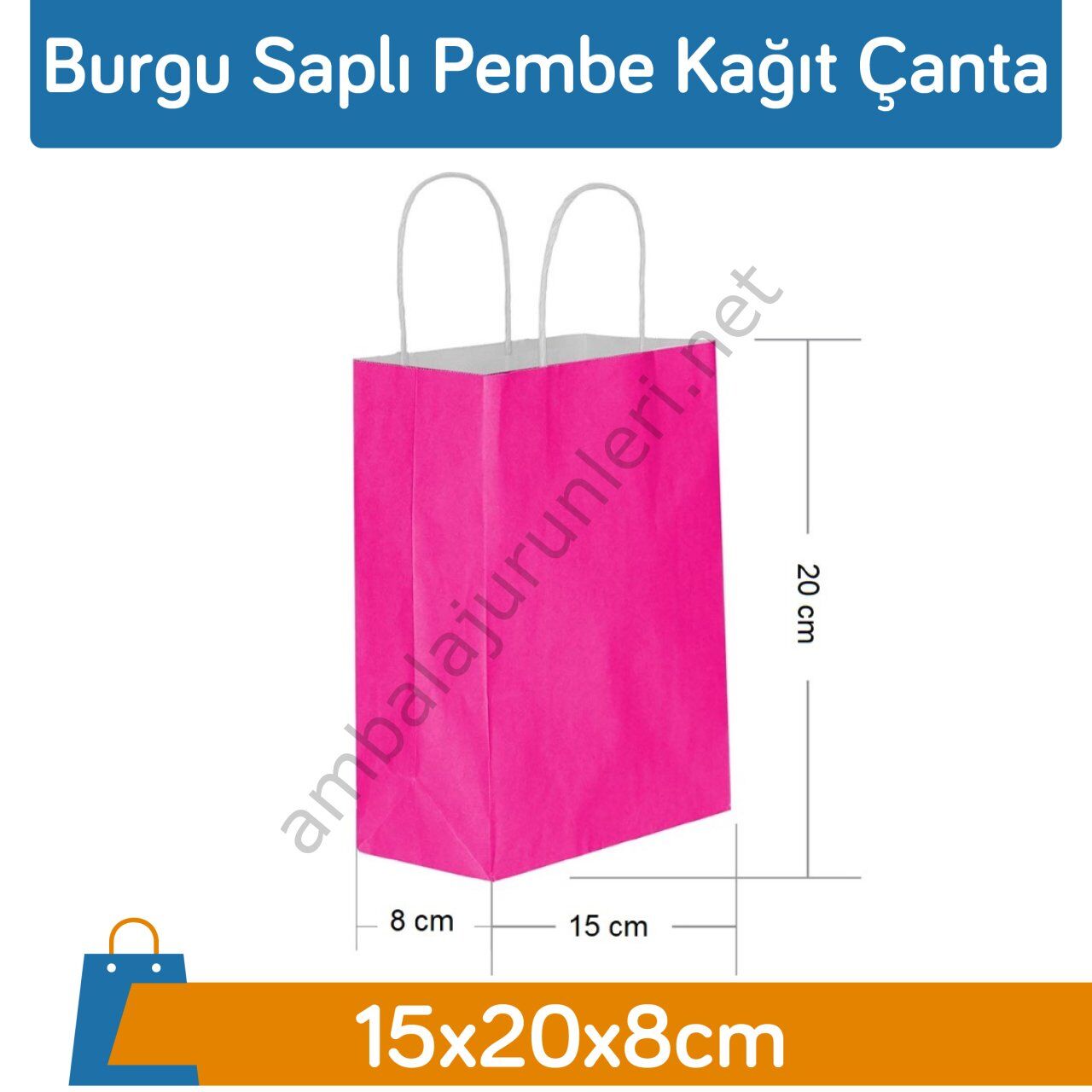 Light Pink Twisted-Handle Kraft Paper Bag 32x40x12 cm