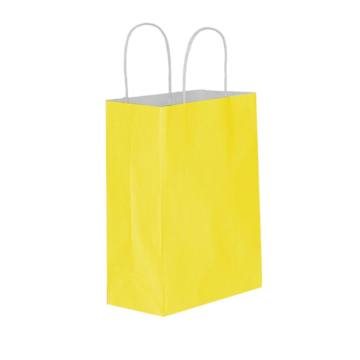 Yellow Twisted-Handle Kraft Paper Gift Bag 25x31x12cm Recyclable Durable