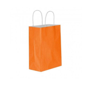 Orange Kraft Paper Bag with Twisted Handle 18x24x8cm 90gsm