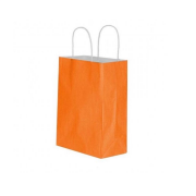 Orange Kraft Paper Bag with Twisted Handle 18x24x8cm 90gsm