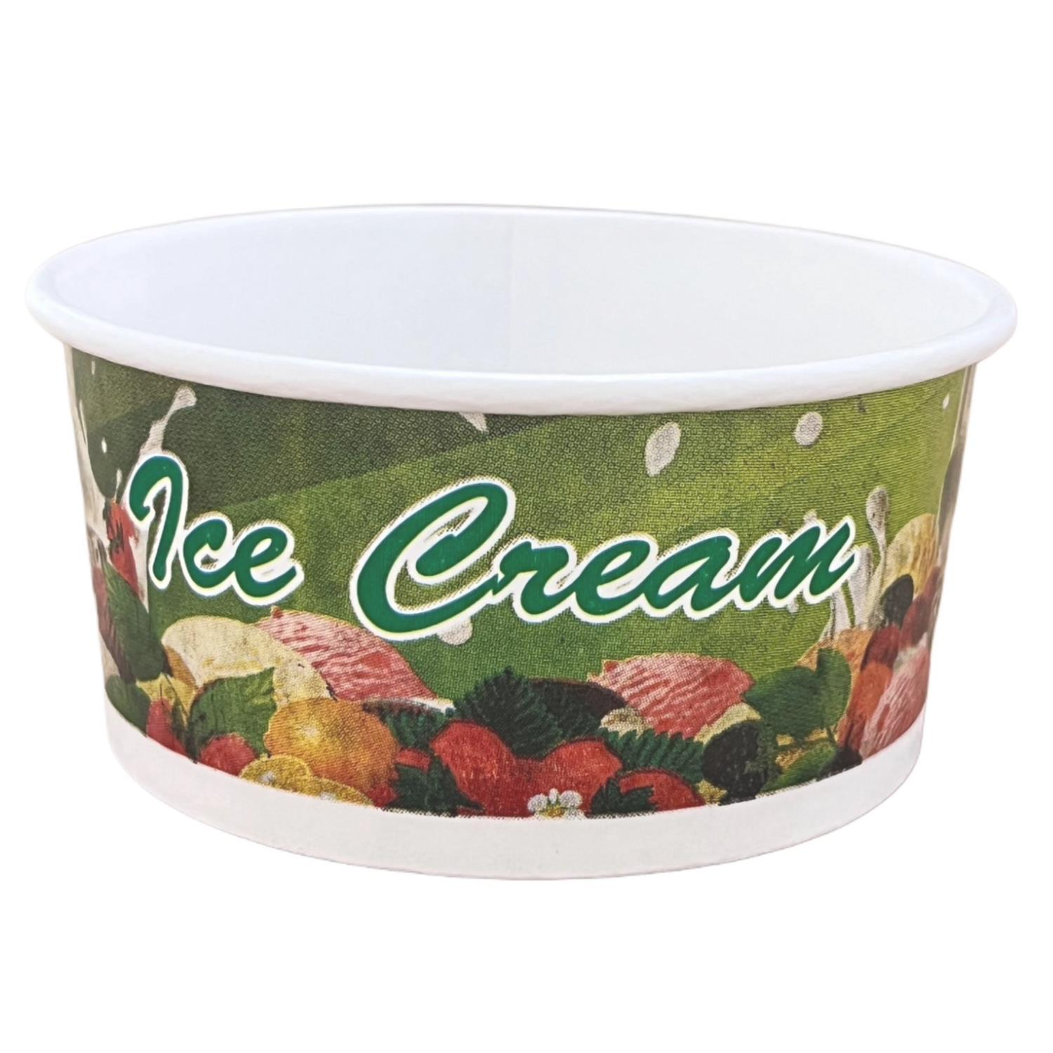 300cc Printed Disposable Ice Cream Cup Paper Bowl 110mm Rim