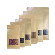 Resealable Kraft Window Doypack Stand-Up Bag 11x18.5x10 cm