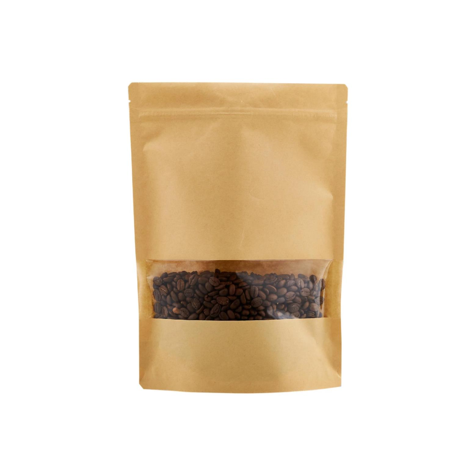 Kraft Window Resealable Doypack Stand-Up Pouch 16x27cm 500g