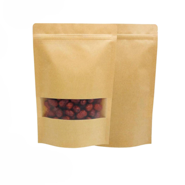 Kraft Window Doypack Stand-up Resealable Zip Pouch 18x29 cm