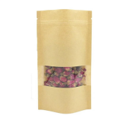 Kraft Window Doypack Resealable Zip Pouch 8.5×14.5cm Food-Grade