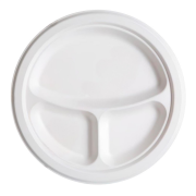Eco-Friendly 3-Compartment Compostable Paper Plates 26cm Pack of 25