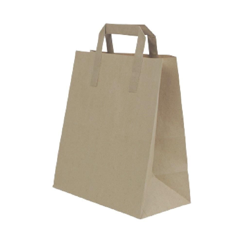 Brown Kraft Paper Gift Bag Flat Handles 25x28x14 cm