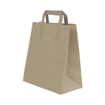 Brown Kraft Paper Gift Bag Flat Handles 25x28x14 cm