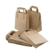 Brown Kraft Paper Gift Bag Flat Handles 25x28x14 cm