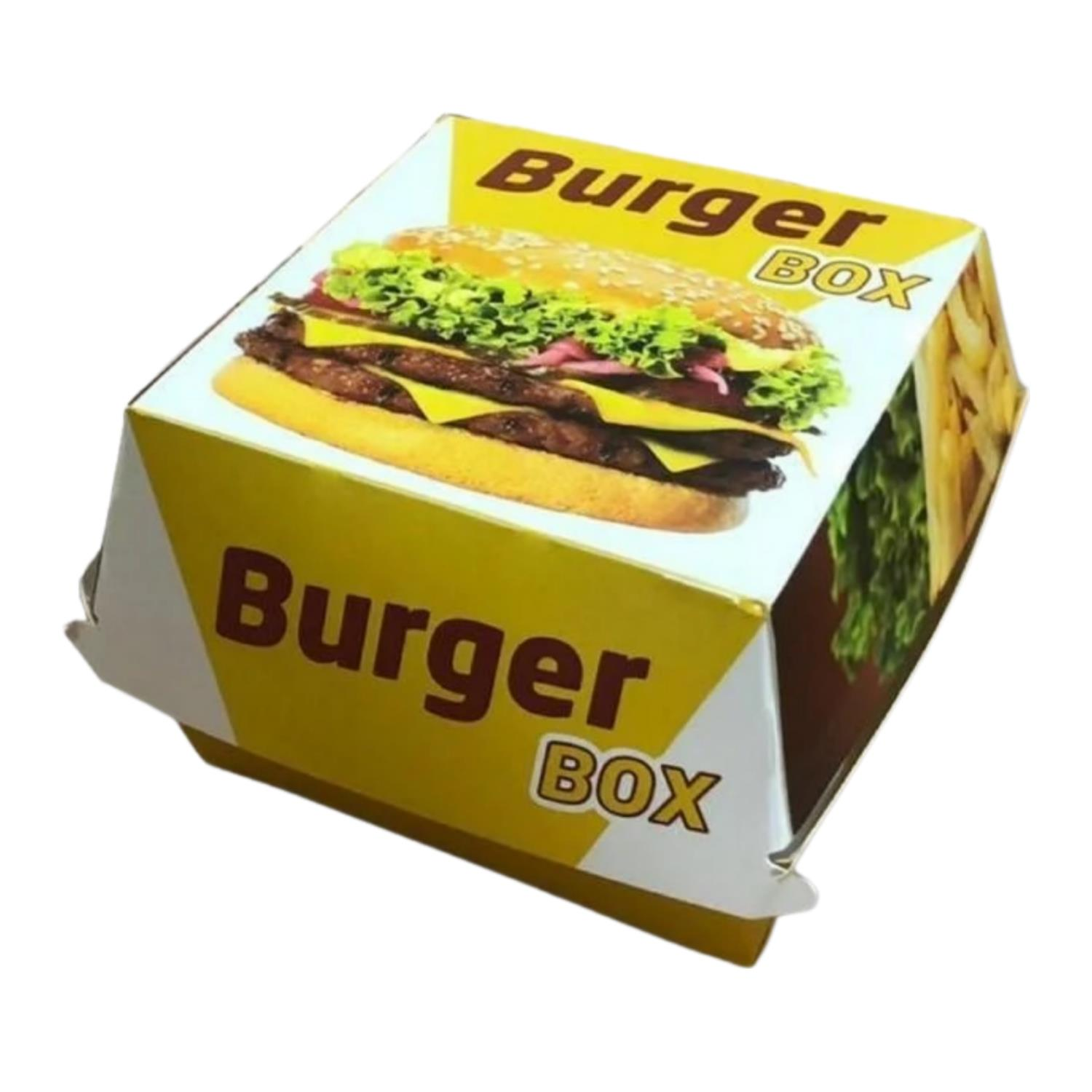 Kraft Bristol Small Burger Box 9x9x7 cm Recyclable Greaseproof Lid