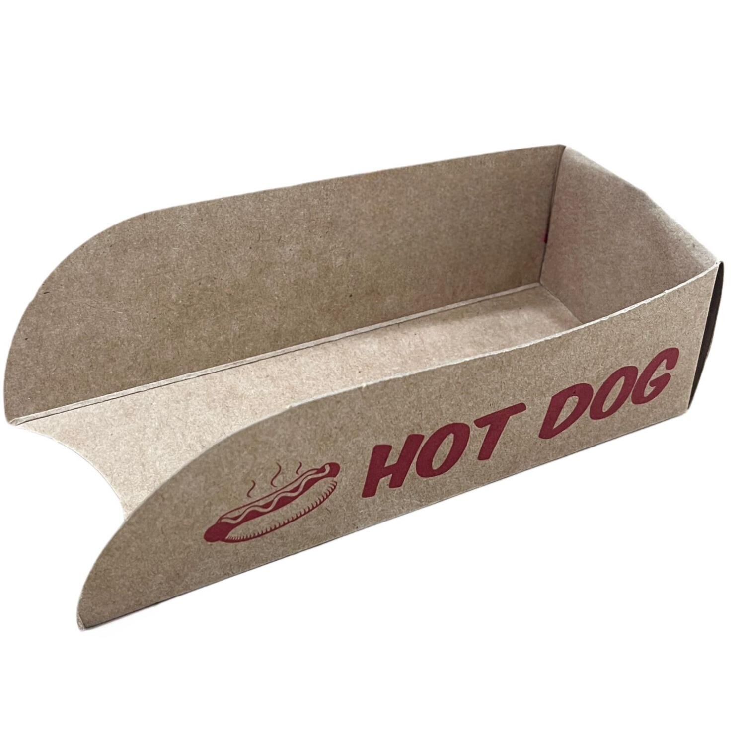 Kraft Hot Dog Boxes 100 Pack Food-Grade Cardboard Serving Trays