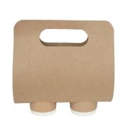 Kraft Cardboard 2-Cup Carrier with Die-Cut Handle 100-Pack