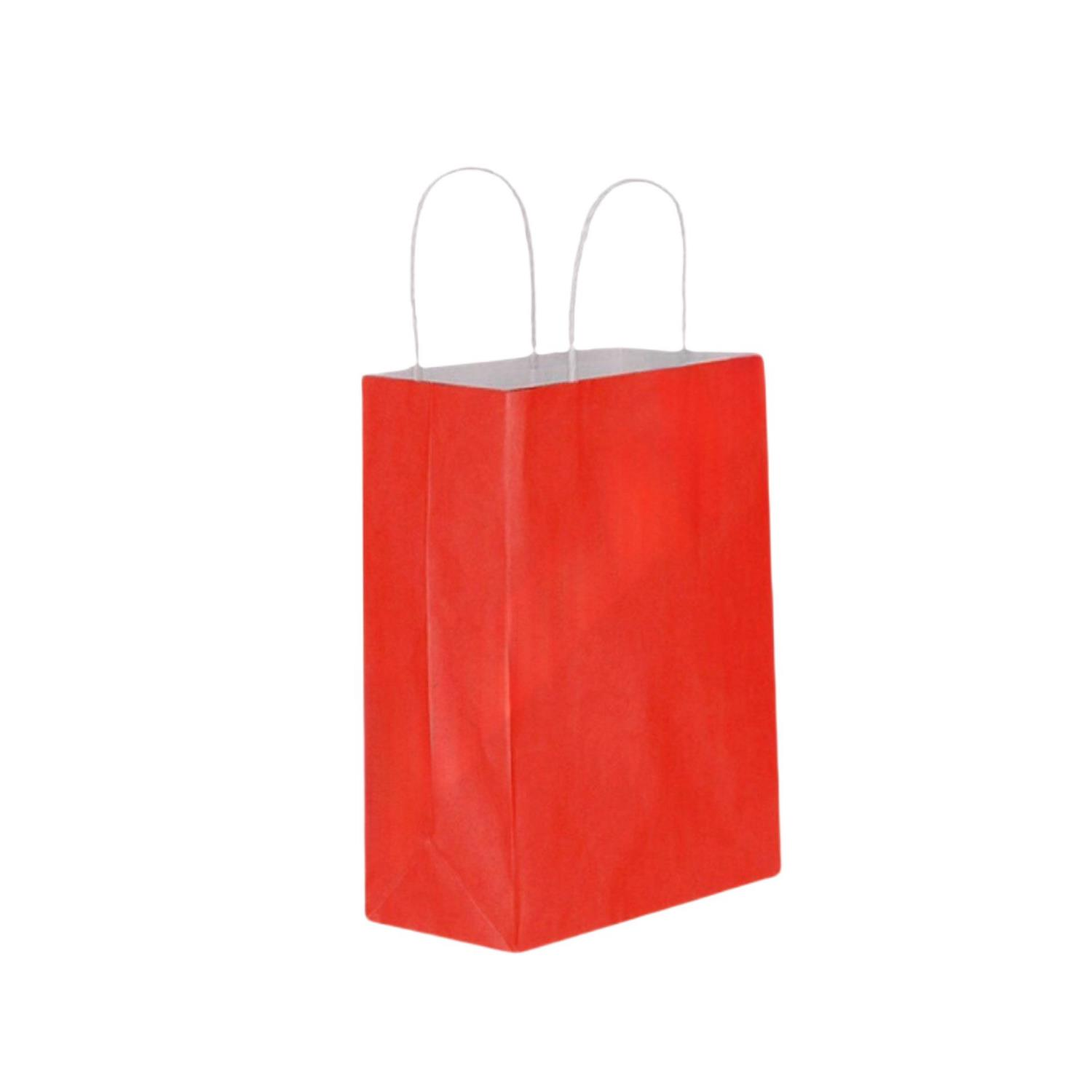Red Twisted-Handle Kraft Gift Bag 18x24x8 cm Recyclable