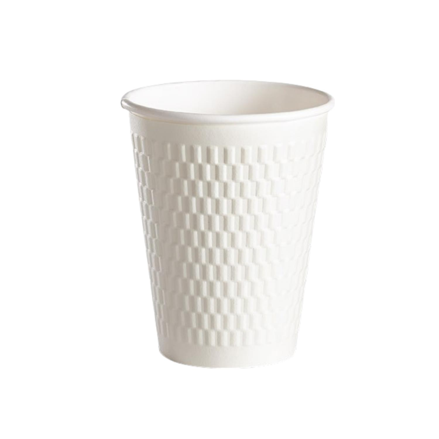 200ml Double-Wall Embossed White Paper Coffee Cups 40-Pack
