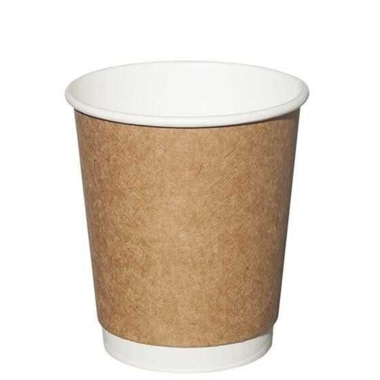 8oz Double Wall Kraft Paper Cups Insulated Disposable Coffee Cups