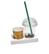 Two-Cup Corrugated Cardboard Cup Tray Bulk Pack for Takeaway