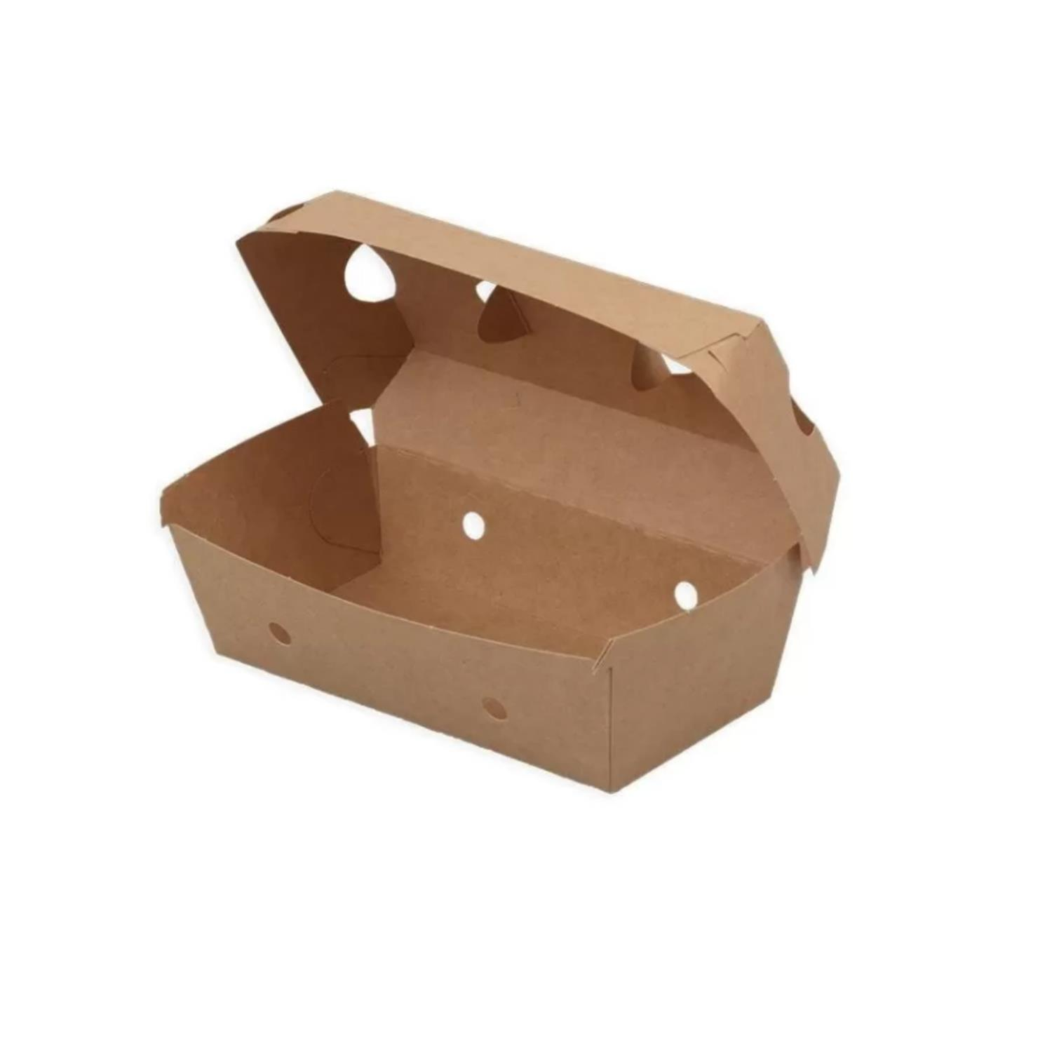 Kraft Cardboard Chips Box with Lid – 300 Pack, Food‑Safe
