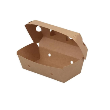 Kraft Cardboard Takeaway Chips Boxes with Lid 14x7x6.5cm Pack