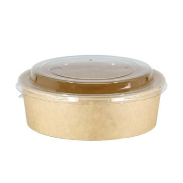 Kraft 500cc Leakproof Cardboard Salad Bowl with Clear Lid