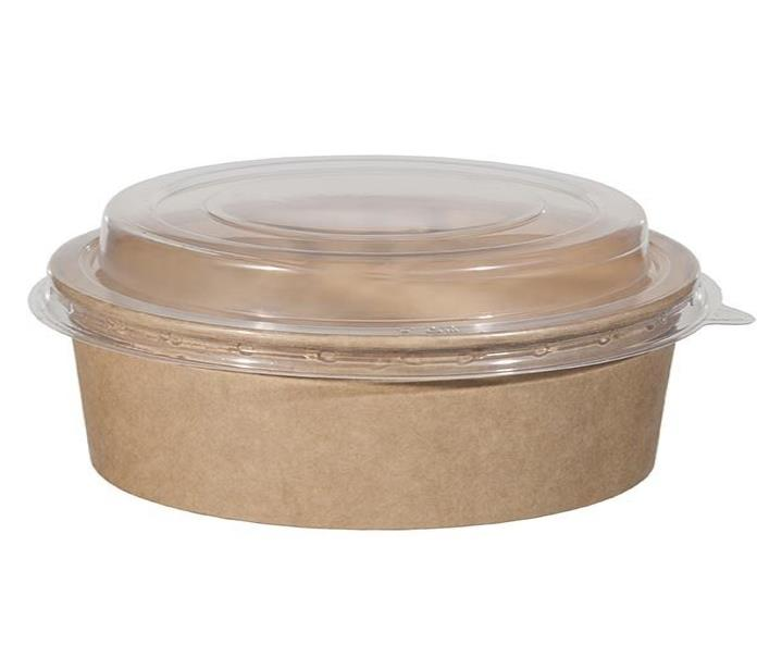 Kraft Paper Salad Bowl with Lid 900ml 300-Pack Eco-Friendly