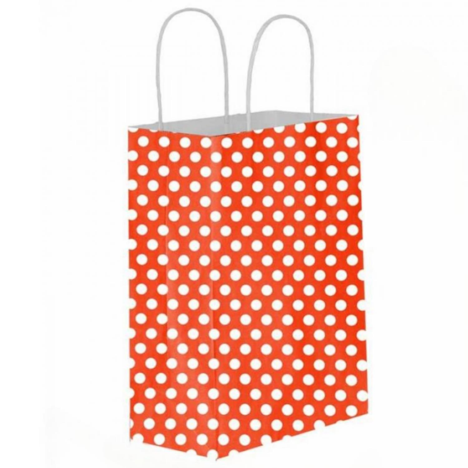 Red Polka Dot Kraft Paper Bag with Twisted Handles