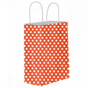 Red Polka Dot Kraft Paper Bag with Twisted Handles