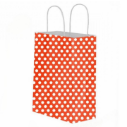 Red Polka Dot Kraft Paper Bag with Twisted Handles