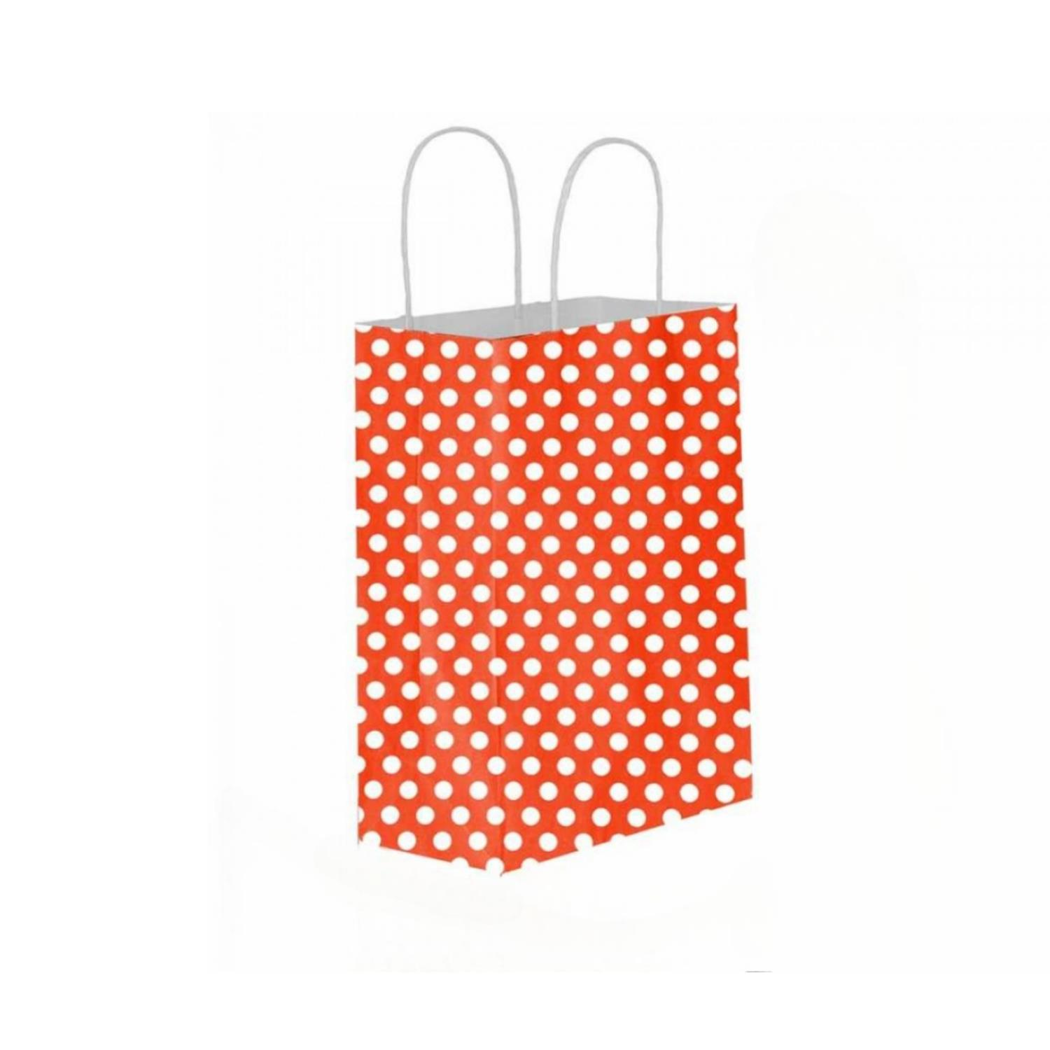 Red Polka Dot Kraft Paper Gift Bag Twisted Handles 20x22x10cm