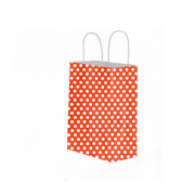 Red Polka Dot Kraft Paper Gift Bag Twisted Handles 20x22x10cm