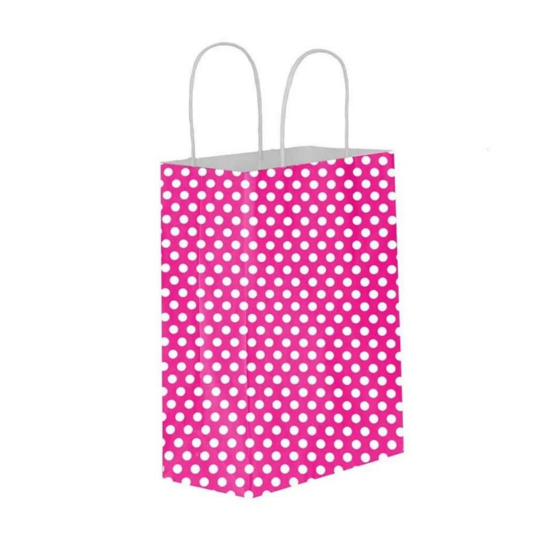 Fuchsia Polka Dot Kraft Paper Twist-Handle Gift Bag 25x31x12cm