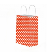 Red Polka-Dot Kraft Paper Gift Bag with Twisted Handles 25x31x12cm