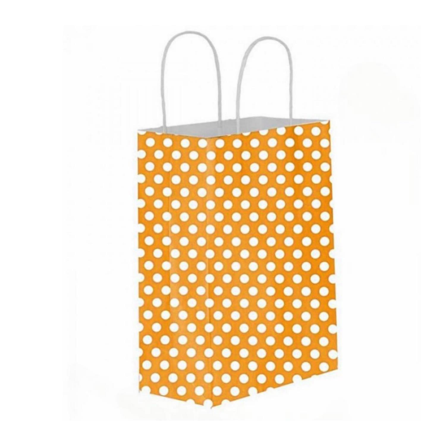 Orange Polka-Dot Kraft Paper Bag with Twisted Handles